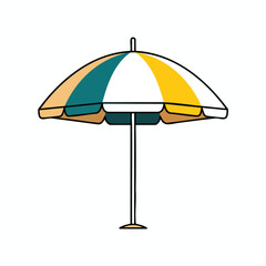 Obraz premium Cartoon illustration of a multi-colored beach umbrella with a black outline and pole