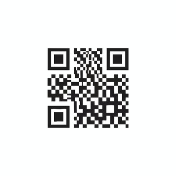 A square QR code with intricate black and white pixelated patterns on a white background