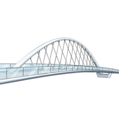 Obraz premium Architectural drawing of a modern arch bridge with diagonal support cables