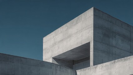 Abstract Brutalist Architecture Featuring Concrete Structures and Shapes