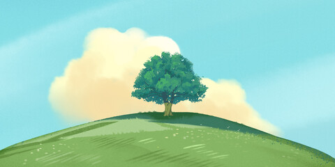 Green grass and blue sky