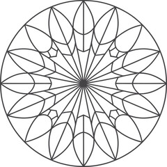 Intricate Black Line Mandala Vector Graphic Design Element for Spiritual and Meditative Purposes...