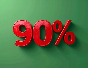 Bold red numbers with percentage symbol on a vibrant green background