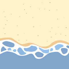 Flat Illustration of Beach and Ocean Waves