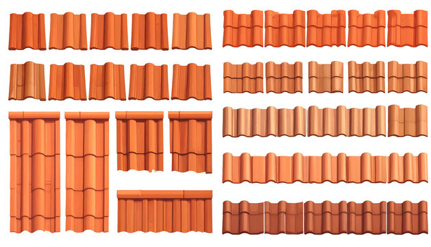 Many rows of terracotta roof tiles organized in blocks