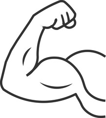 Strong Arm Biceps and Fist Line Art Illustration Symbolizing Strength and Power