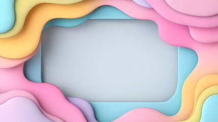 Abstract Pastel Waves Frame with Copy Space