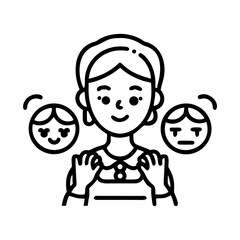 A housewife has various facial expressions
