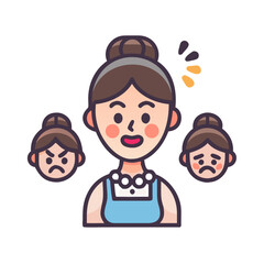 A housewife has various facial expressions
