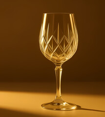 Elegant wine glass catching golden reflections, premium studio lighting
