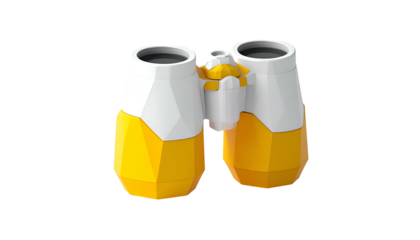 Geometric binoculars yellow base, white top, centered on black