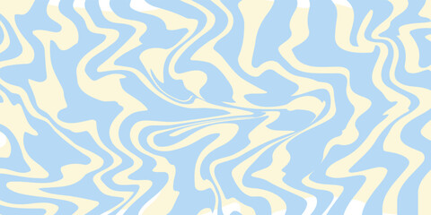 Abstract horizontal background with colorful waves. Trendy vector illustration in style retro 60s, 70s. Pastel colors