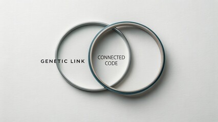 Conceptual representation of genetic connections and coding in modern science and technology with overlapping circles and text