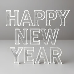 Transparent crystal letters &ldquo;HAPPY NEW YEAR&rdquo; with silver glitter decorations