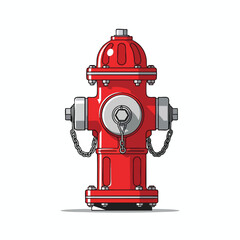 A detailed cartoon illustration of a red fire hydrant, showing its shape and form
