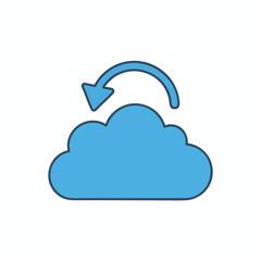 A blue cloud with an arching arrow above, signifying a data upload or sync