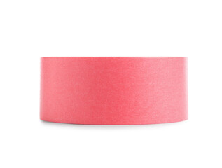 Obraz premium Pink masking tape roll on white background