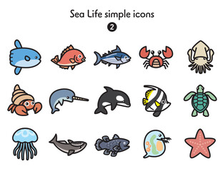シンプルアイコン集 海の生き物2 © Armadilloz