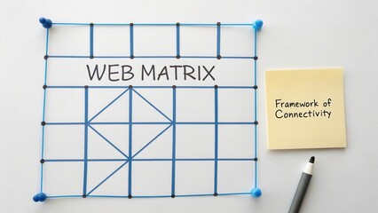 Conceptual web matrix diagram illustrating framework of connectivity and relationships in a visual format for innovative ideas