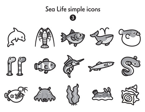 シンプルアイコン集 海の生き物3
