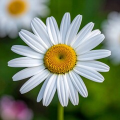 Naklejka premium Close-up of a vibrant daisy flower with white petals and yellow center