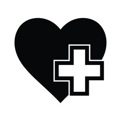 Obraz premium Black Heart Medical Cross Symbol