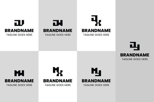 Letters JV JW JX JY MW MX MY Monogram Identity Logo Set, for brand with VJ WJ XJ YJ WM XM YM initials