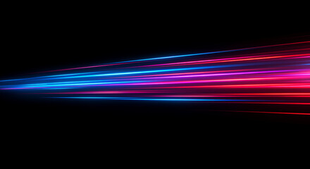 Vibrant neon light trails against dark background