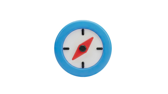 3D Cartoon Compass Icon on transparent background - Powered by Adobe