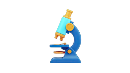 3D Cartoon Microscope Icon on transparent background
