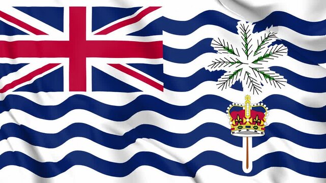Realistic British Indian Ocean Territory Flag Waving, 4K Seamless Loop, 3D Animation