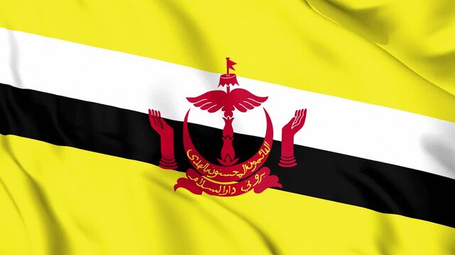 Realistic Brunei Flag Waving, 4K Seamless Loop, 3D Animation of National Symbol