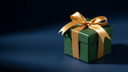 Green Gift Box Golden Ribbon Bow Holiday Present Festive Celebration Event