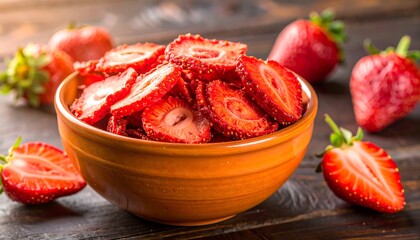 Fresh Strawberry Fruit on Wooden Surface With Natural Light