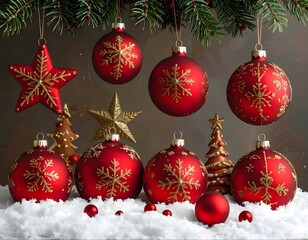 Red and gold Christmas tree decorations