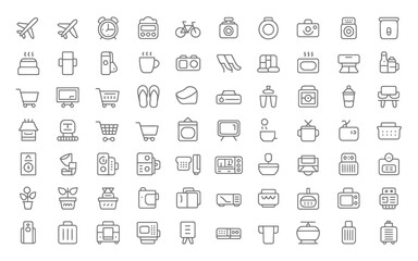 Collection of minimalist shopping and e commerce line icons