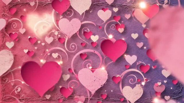 P293-Pink texture pattern wallpaper paper design illustration art purple vector love heart color backdrop 4K 10s