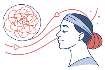 Head with tangled wires turning smooth