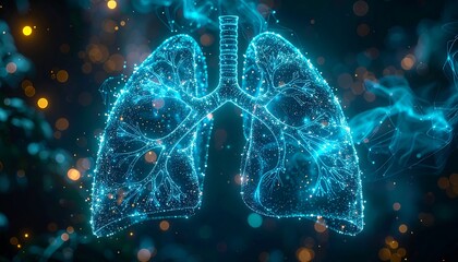 Medical Hologram Showing Lung Cancer Illness and Treatment Technology Concept