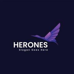 Gradient Modern Heron Logo Design