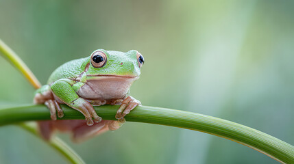 Small Green Tree Frog on Stem