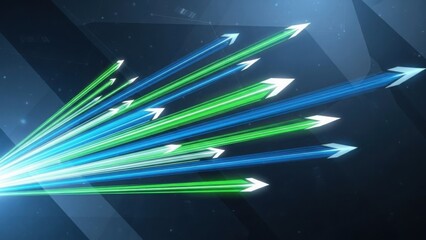 Corporate expansion visual with forward-moving light forms