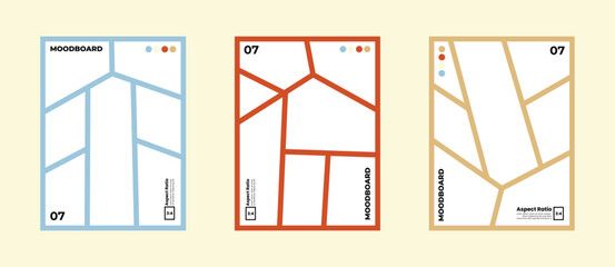 Seven frame comic inspired visual moodboard paired with a curated color palette in 3:4 ratio