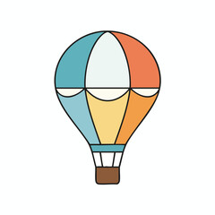 Obraz premium Colorful cartoon hot air balloon, segmented with multiple colors, on a white background