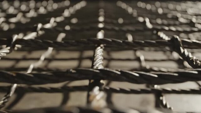 Closeup of wire mesh grid pattern.