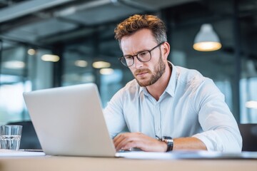 Fototapeta premium mature businessman working on laptop