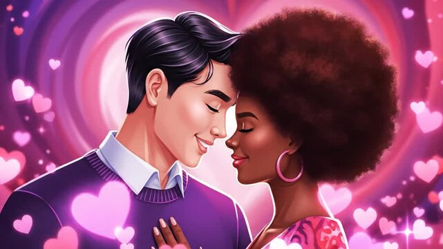 P365-Celebrate love with a vibrant portrait in vector  featuring a beautiful palette of purple pin 4K 10s