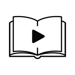 Open book with play button