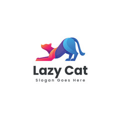 Gradient Modern Lazy Cat Logo Design