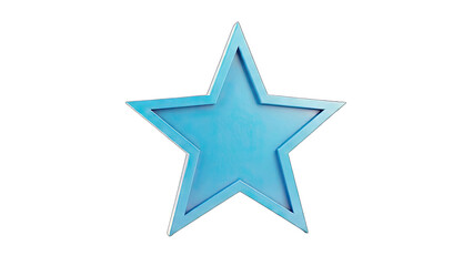 Obraz premium 3D Blue star icon with metallic texture on transparent background